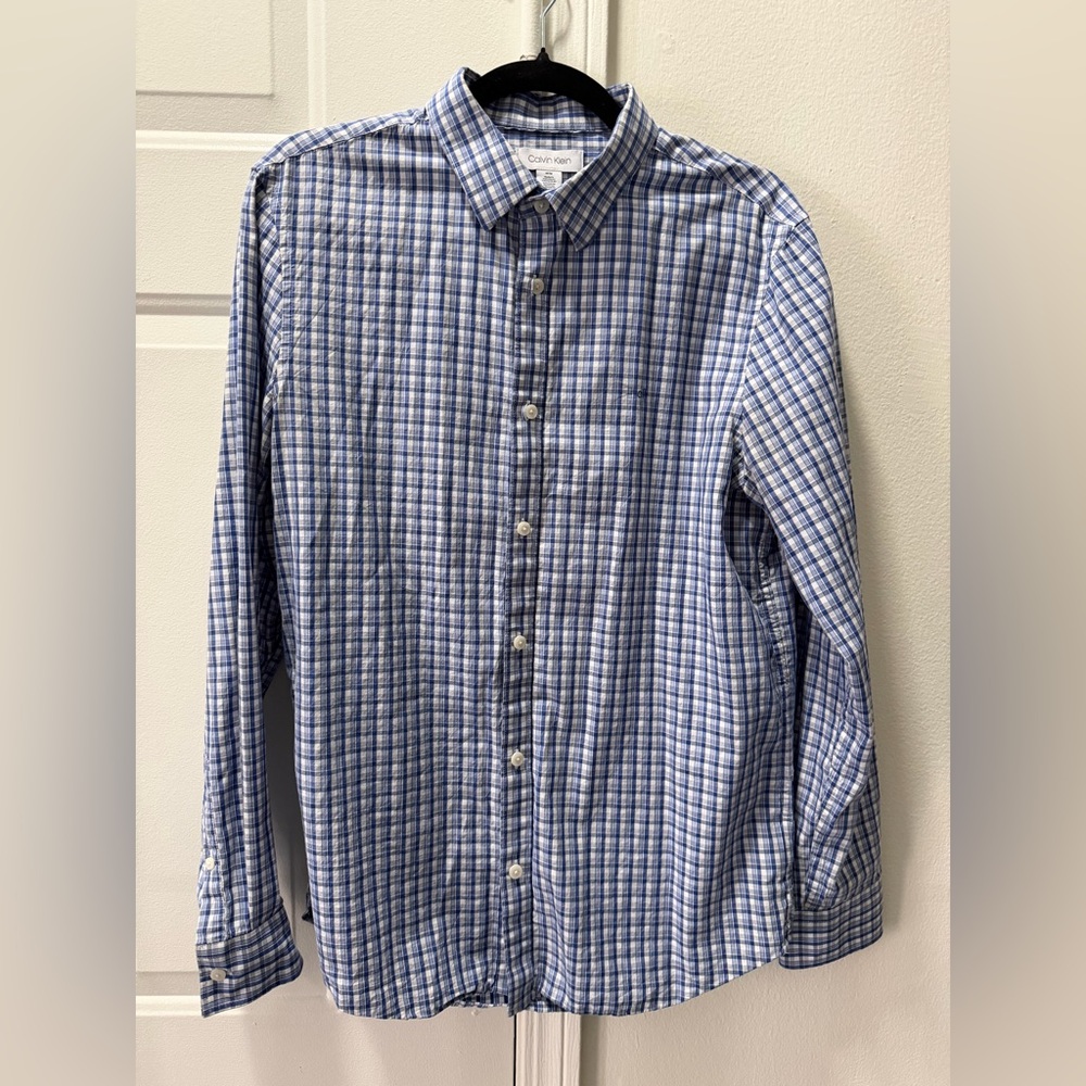 Calvin Klein Men's Blue Plaid Shirt
